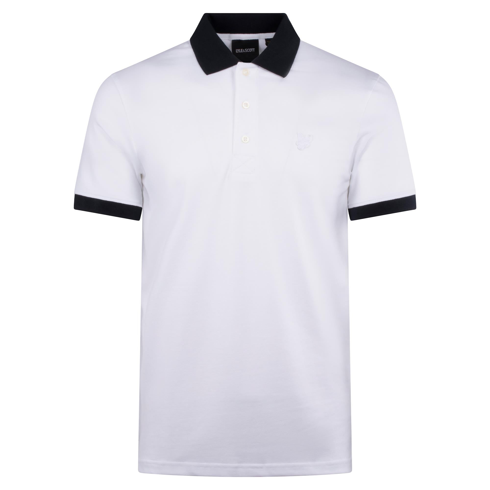 Lyle & Scott Superfine Ringer Polo Shirt White/Dark Navy